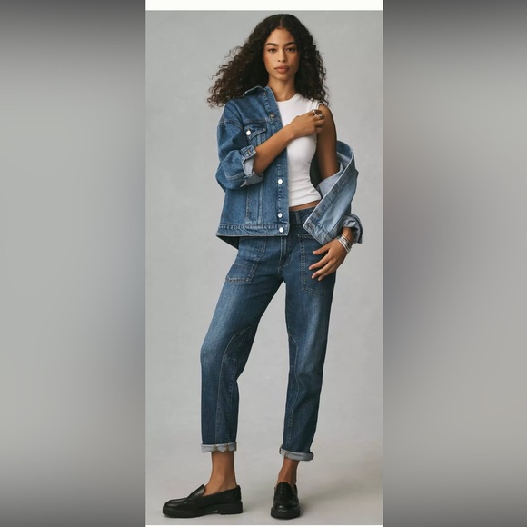 Pilcro Denim - Anthropologie x Pilcro The Wanderer Mid-Blue Oversized Relaxed-Leg Jeans